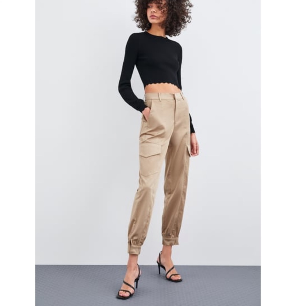 Zara Satin Cargo Pants NEW